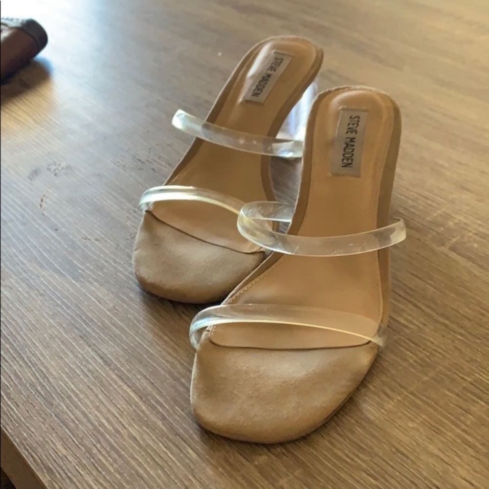 Size 7 Steve Madden clear two strap heels